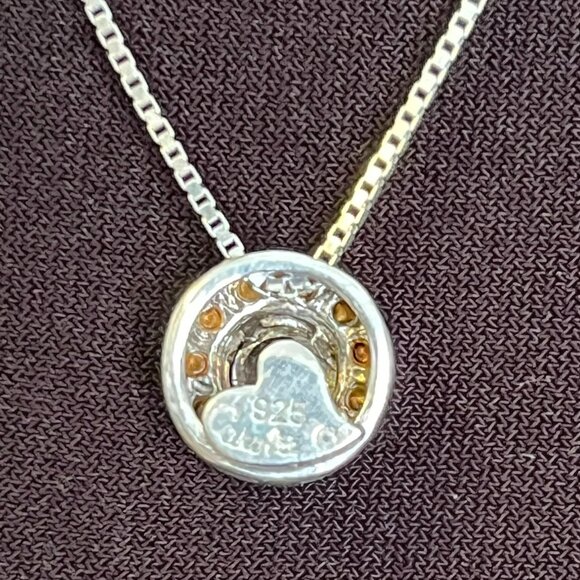 Carolee Sterling Silver White Crystal Halo Pendant  925 Italy Box Chain  Dainty - Picture 3 of 9